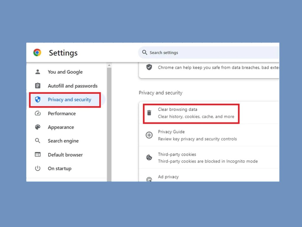 رفع خطای ERR_SSL_PROTOCOL_ERROR با پاک کردن کش SSL و داده‌های مرورگر در کروم