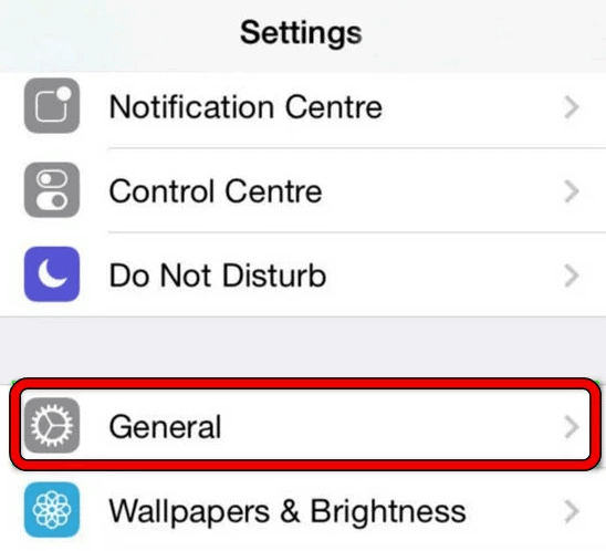 بخش General در تنظیمات iphone