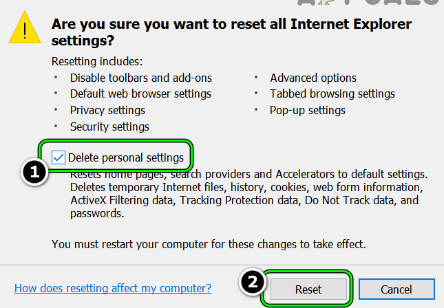 delete personal settings برای رفع خطای SSL handshake