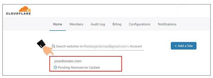 اضافه کردن نام دامنه سایت در سایت Cloudflare